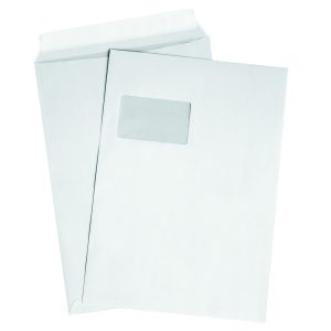 Versandtaschen DIN C4, weiß, mit Fenster, HK, 120g/qm