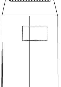Faltentaschen DIN C4 mit 2cm Falte, weiß, mit Fenster, HK, 120g/qm